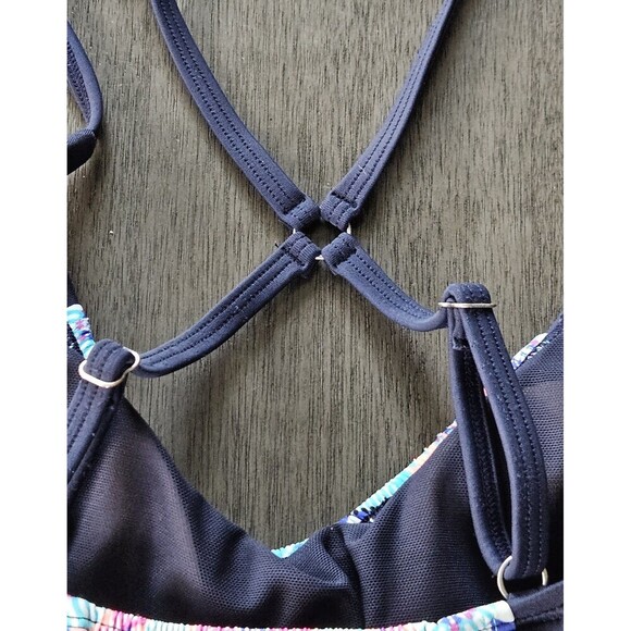 Athleta Blue Fiji Blousy Tankini Set Top 32 D/DD Bottoms XS  Wired Racerback - Picture 11 of 11